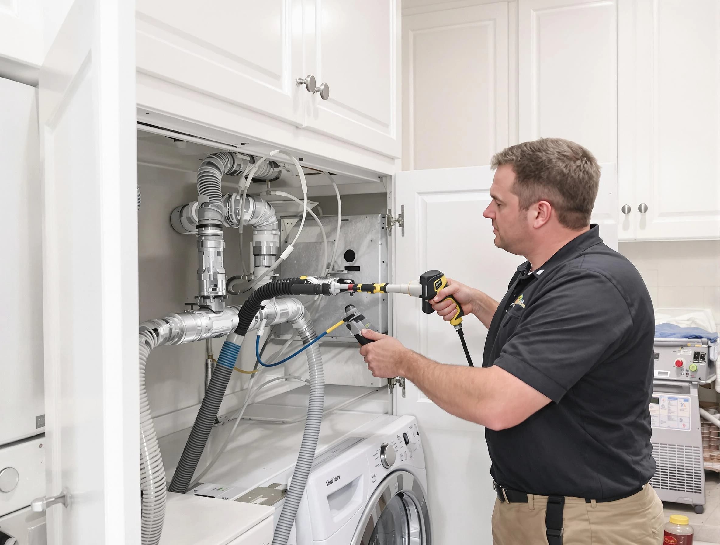 Rostraver Dryer Vent Cleaning professional removing severe blockage from a clogged dryer vent in Rostraver