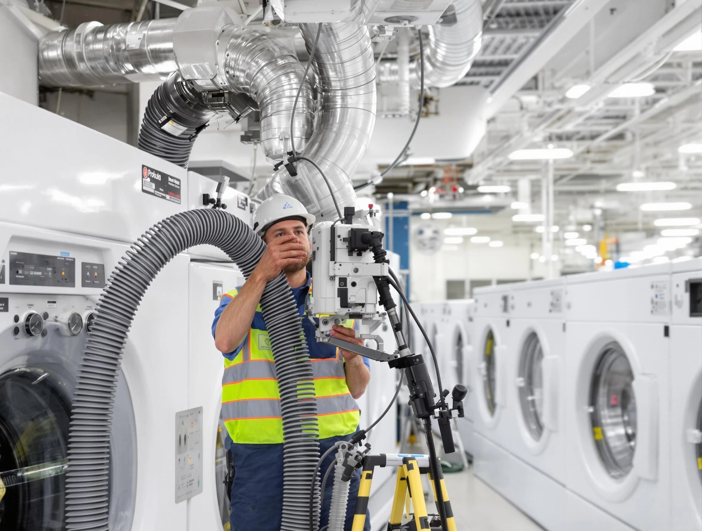 Rostraver Dryer Vent Cleaning team performing commercial-grade dryer vent cleaning at a business facility in Rostraver