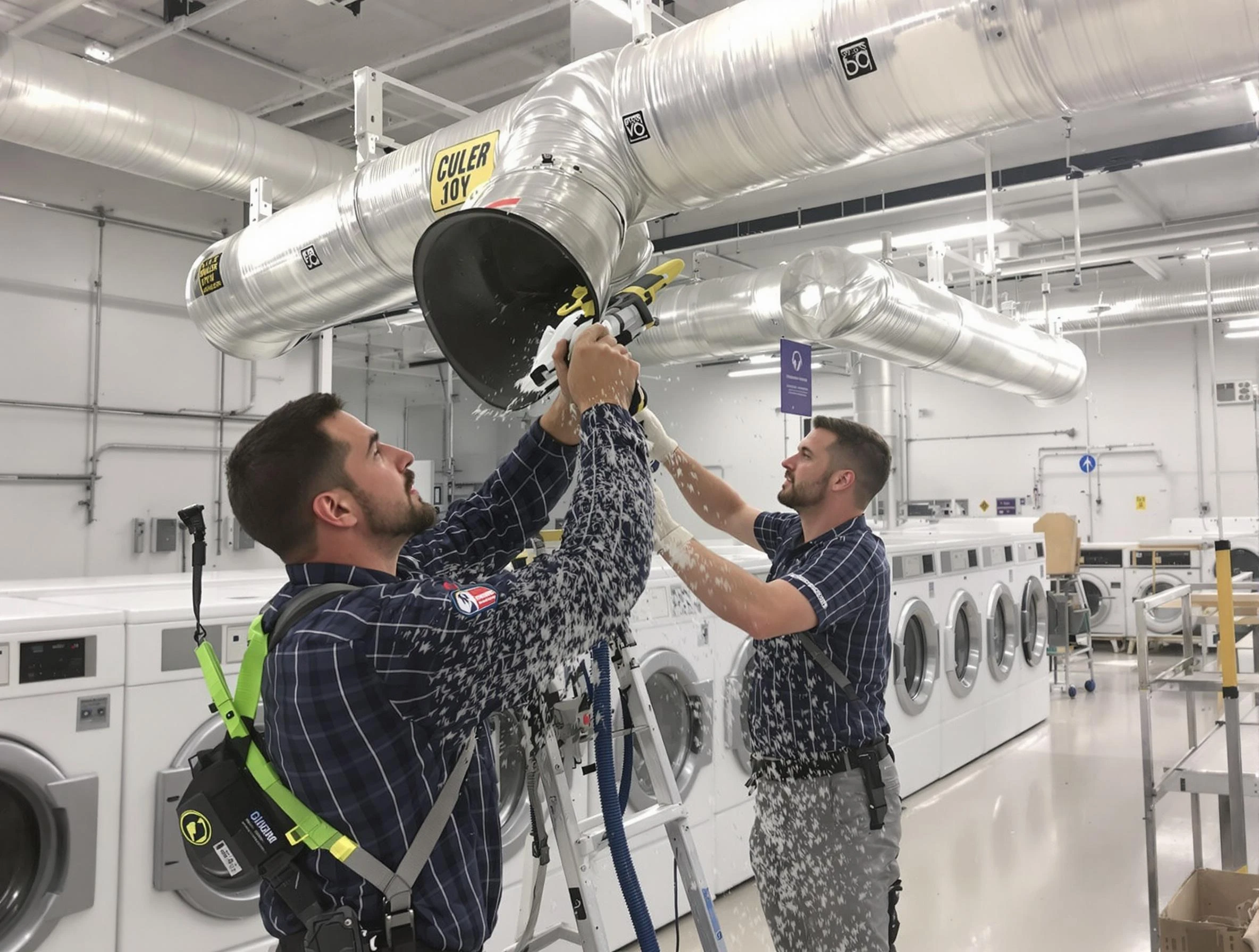 Rostraver Dryer Vent Cleaning team performing large-scale commercial dryer vent cleaning in Rostraver