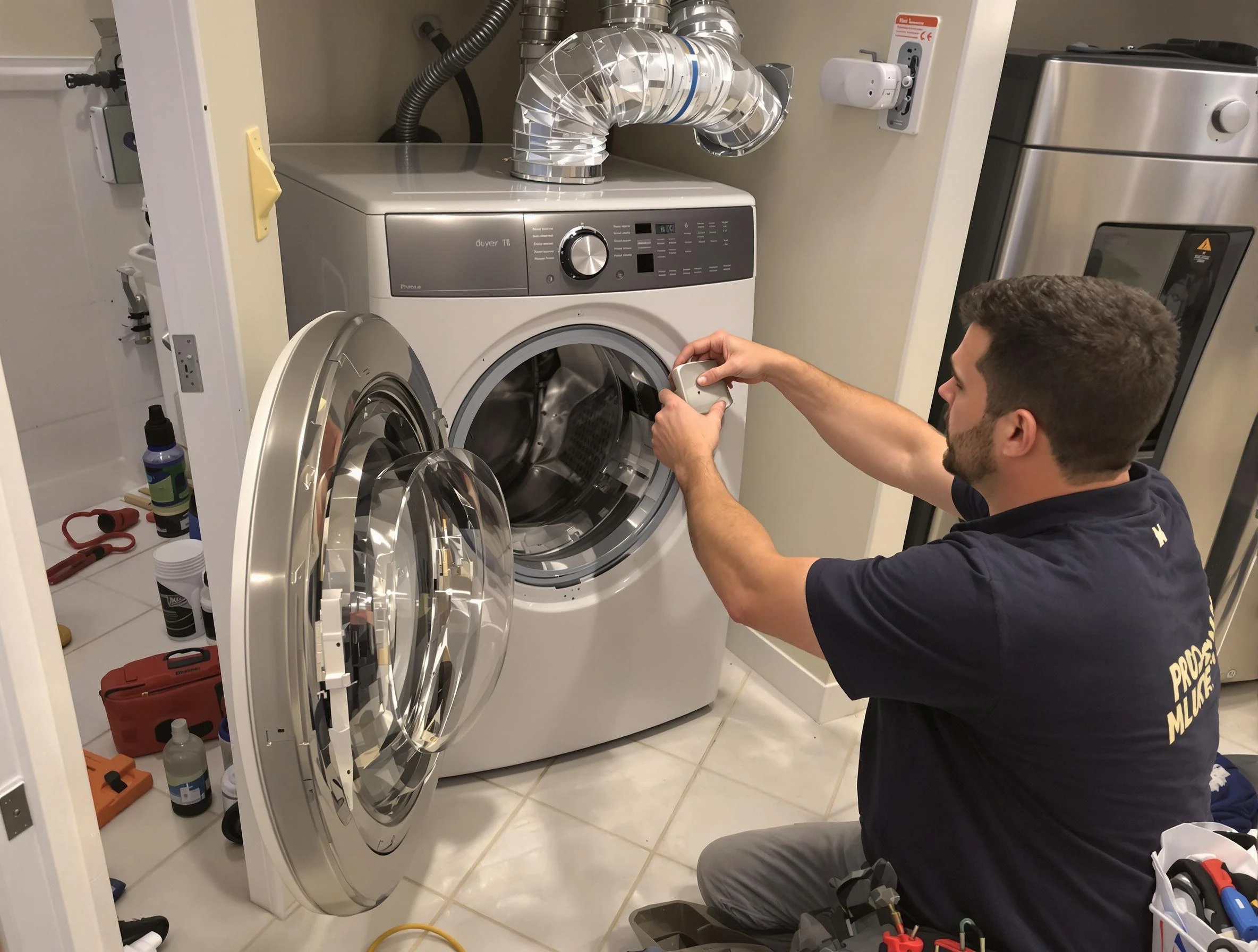 Rostraver Dryer Vent Cleaning technician performing precise dryer vent hose installation in Rostraver